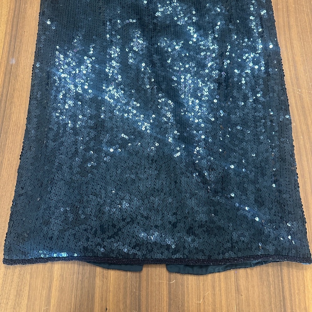 Laurence Kazar Sequin Silk Maxi Skirt Large Black Beaded Formal Vintage Gothic - Picture 5 of 9